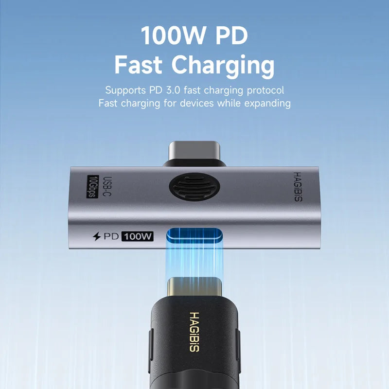 Hagibis Dual USB-C Splitter Adapter with 100W PD Charging