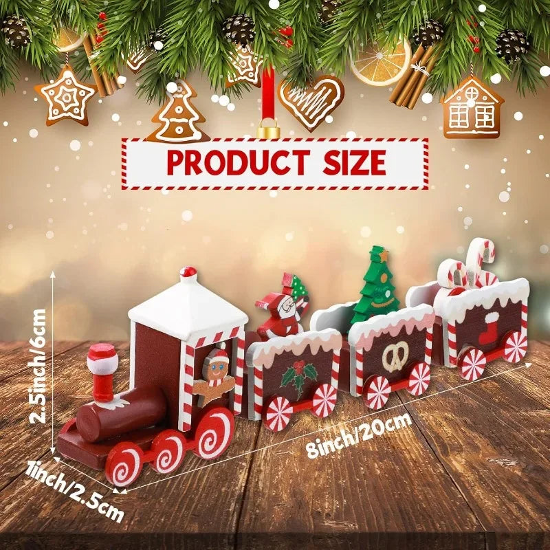 Wooden Christmas Train Tabletop Decoration