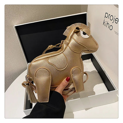 Horse-Shaped PU Leather Crossbody Shoulder Bag