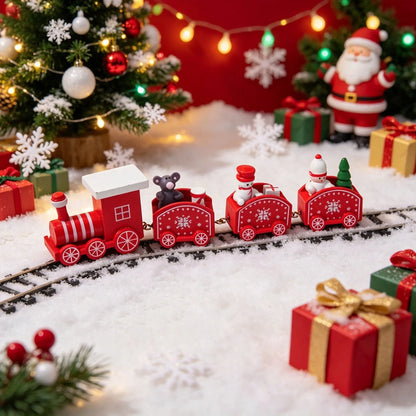 Painted Wooden Christmas Train Ornament