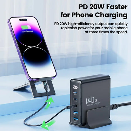 140W GaN Desktop USB Charger 5-Port