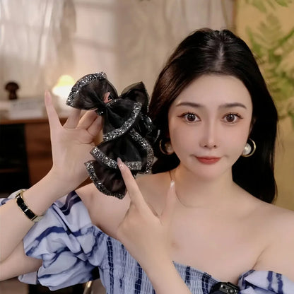 Bowknot Mesh Hair Claw Clip
