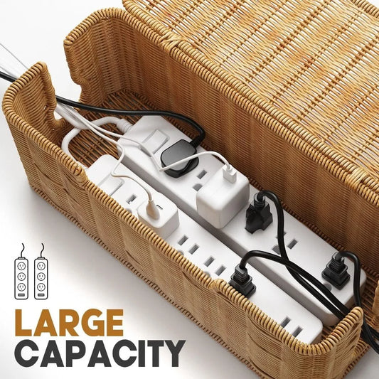 Handwoven Cable Management Box with Lid
