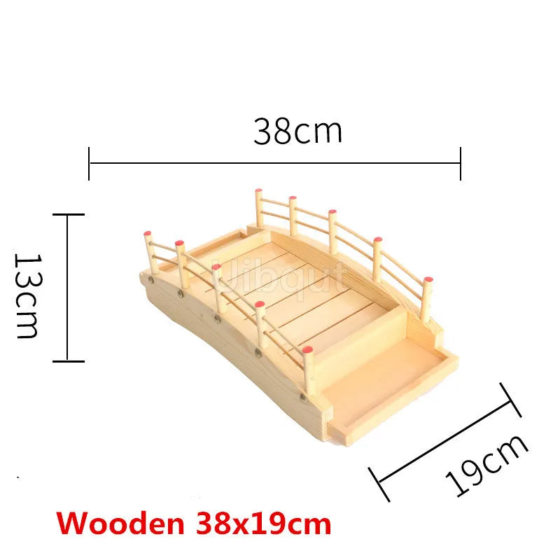 Japanese Wooden Sushi Bridge Serving Platter