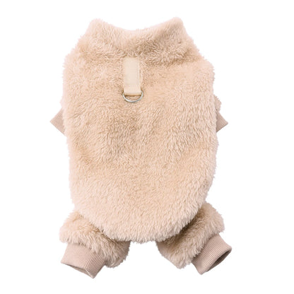 Warm Fleece Dog Jumpsuit with D-Ring