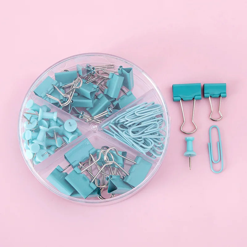 Pastel Binder Clips & Paper Clips Set