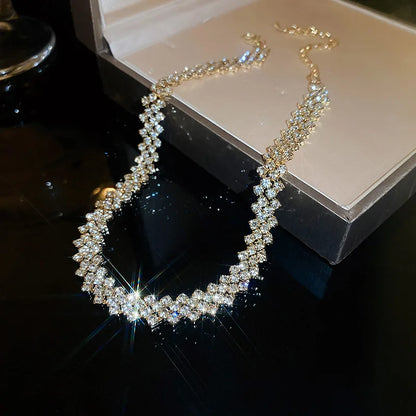 Geometric Rhinestone Crystal Choker Necklace
