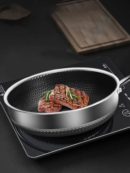 Tri-Ply Stainless Steel Honeycomb Frying Pan