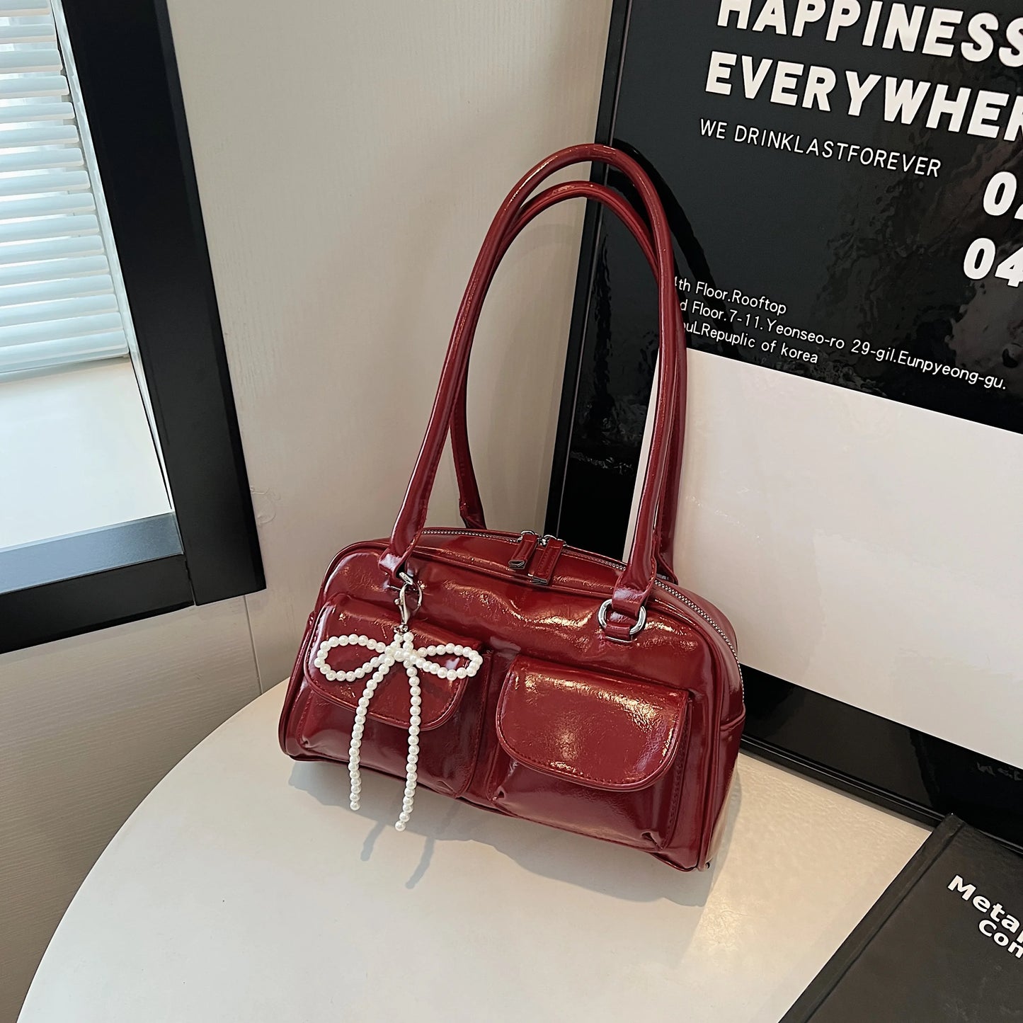 Bow Accent Shoulder Handbag