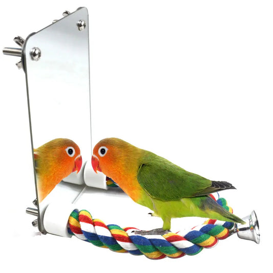 Parrot Activity Mirror & Cotton Rope Perch Toy