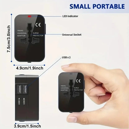 Universal Travel Adapter with Dual USB & Type-C