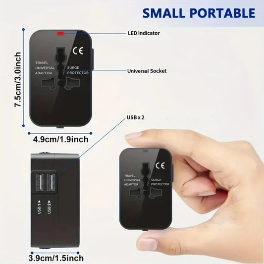Universal Travel Adapter with Dual USB & Type-C