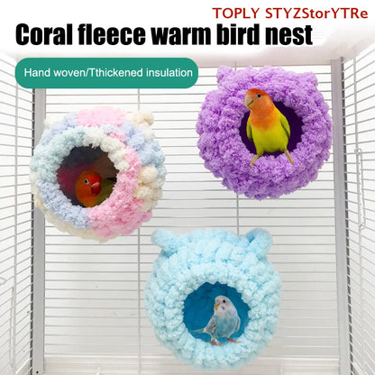 Warm Coral Velvet Bird Nesting Hut