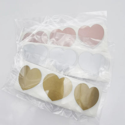 Heart-Shaped Scratch Off Labels – Gold, Silver & Rose Gold DIY Stickers