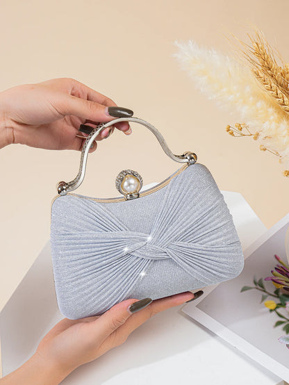 Ruched Glitter Evening Clutch Bag