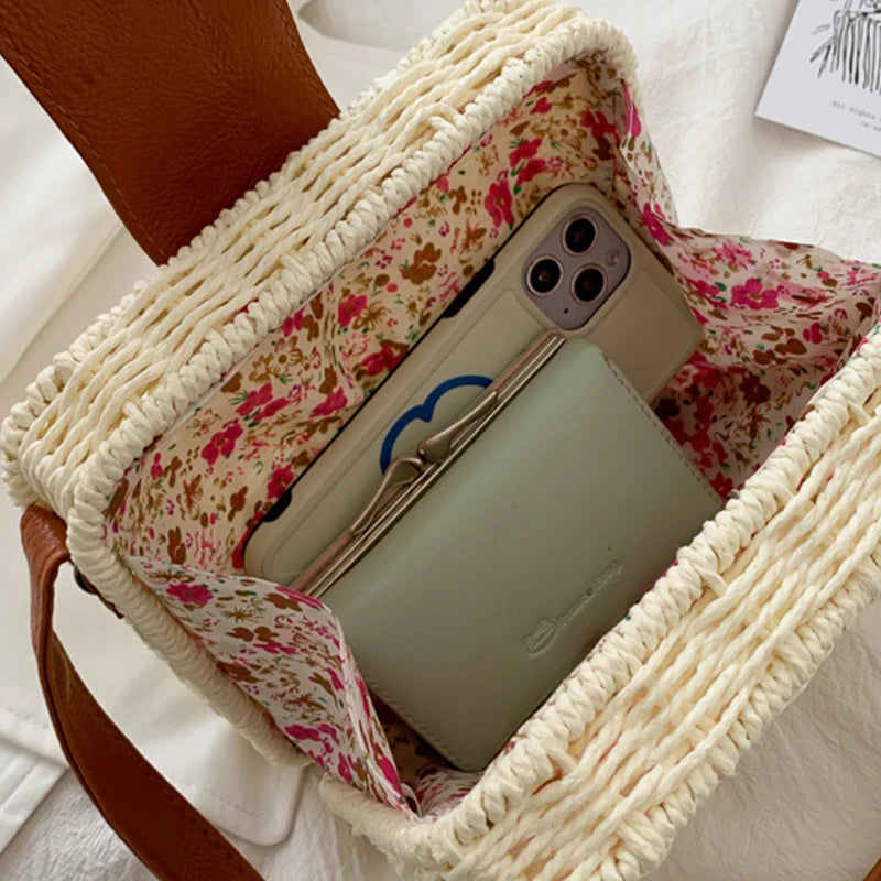 Handwoven Straw Crossbody Shoulder Bag