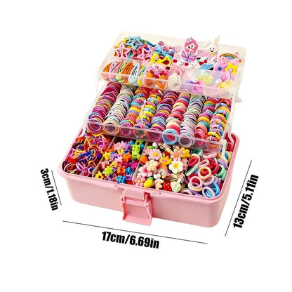 Girls Hair Accessories Set with Elastic Bands & Barrettes