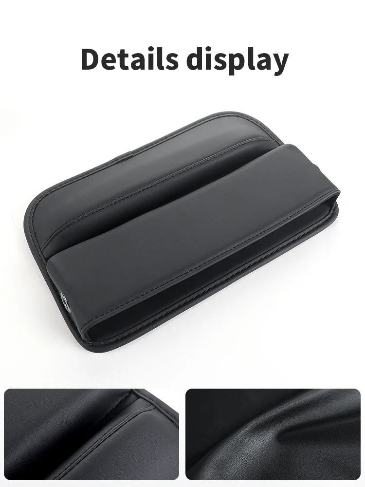 Leather Car Seat Gap Organizer with Storage Pocket