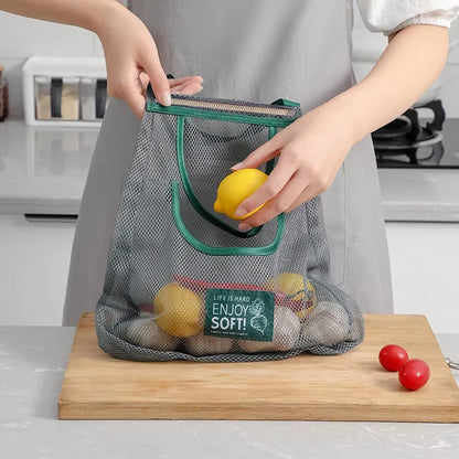 Reusable Hanging Mesh Storage Bag for Fruits & Vegetables
