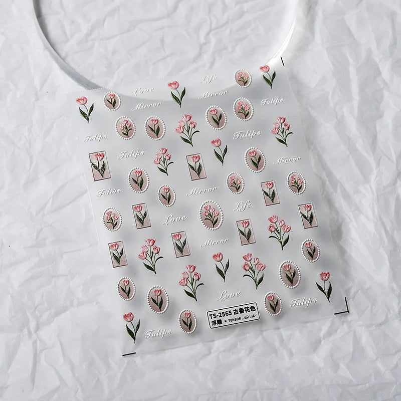 5D Cherry Blossom Nail Art Stickers