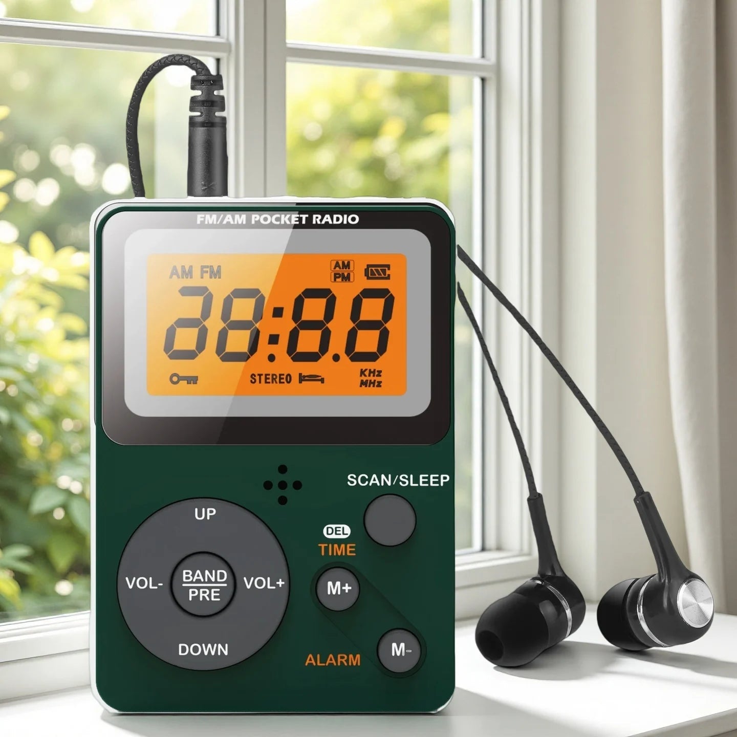 Portable AM/FM Pocket Radio with LCD Display
