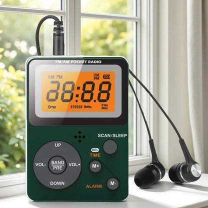 Portable AM/FM Pocket Radio with LCD Display