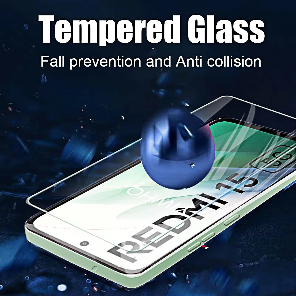 4Pcs Tempered Glass Screen Protector for Redmi 15