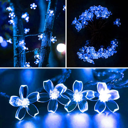 Solar Garden Flower String Lights