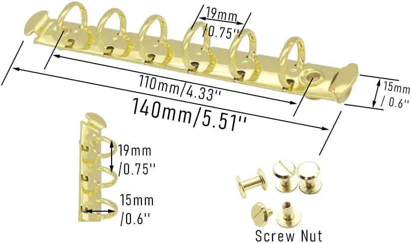 A7 Ring Binder Mechanism – Mini Loose Leaf Notebook Rings with Screws