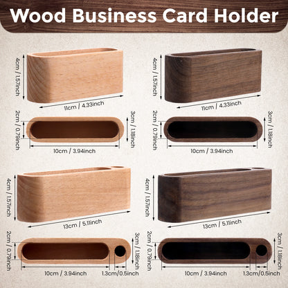 Wooden Business Card Holder Desk Organizer with Pen Slot
