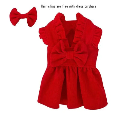 Winter Bow Knot Dog Dress
