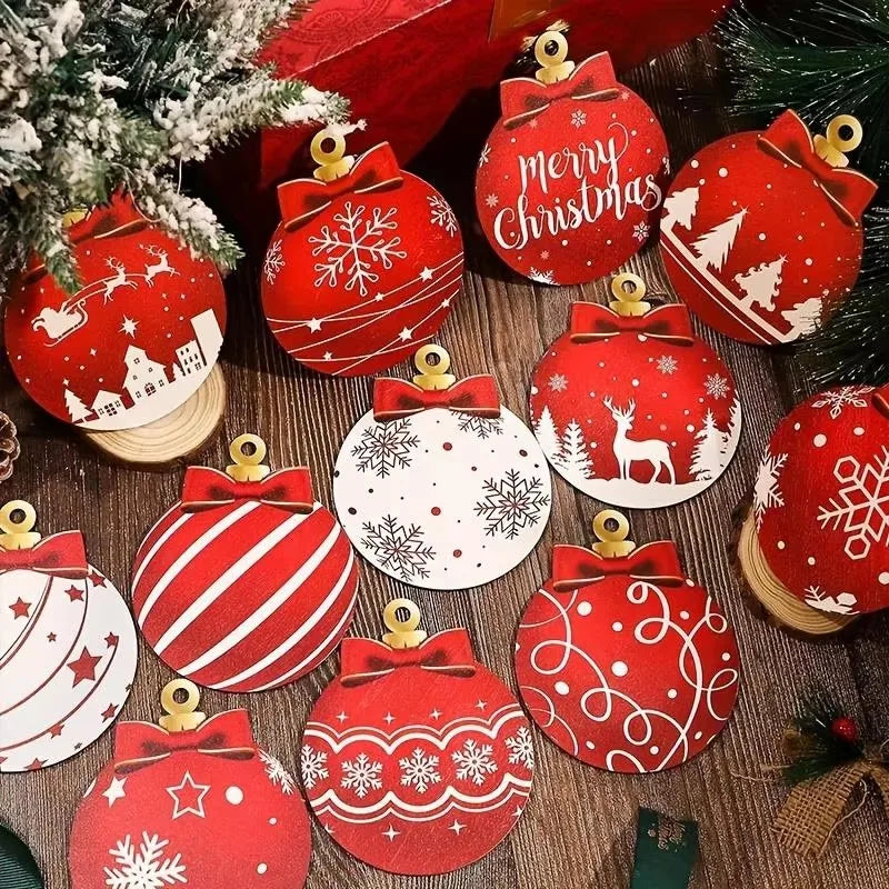 Wooden Christmas Hanging Ornament Set