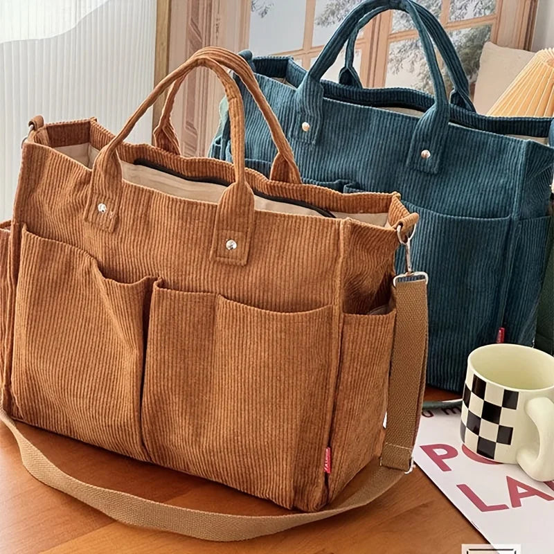 Women’s Corduroy Crossbody Tote Bag