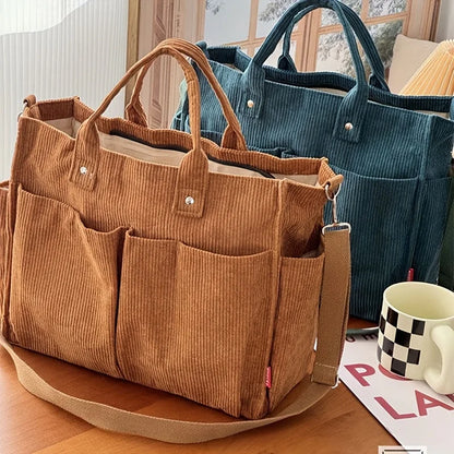 Women’s Corduroy Crossbody Tote Bag