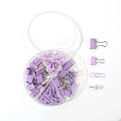 Pastel Binder Clips & Paper Clips Set