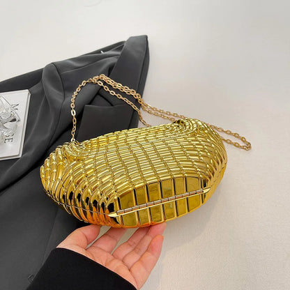 Metallic Acrylic Woven Handbag