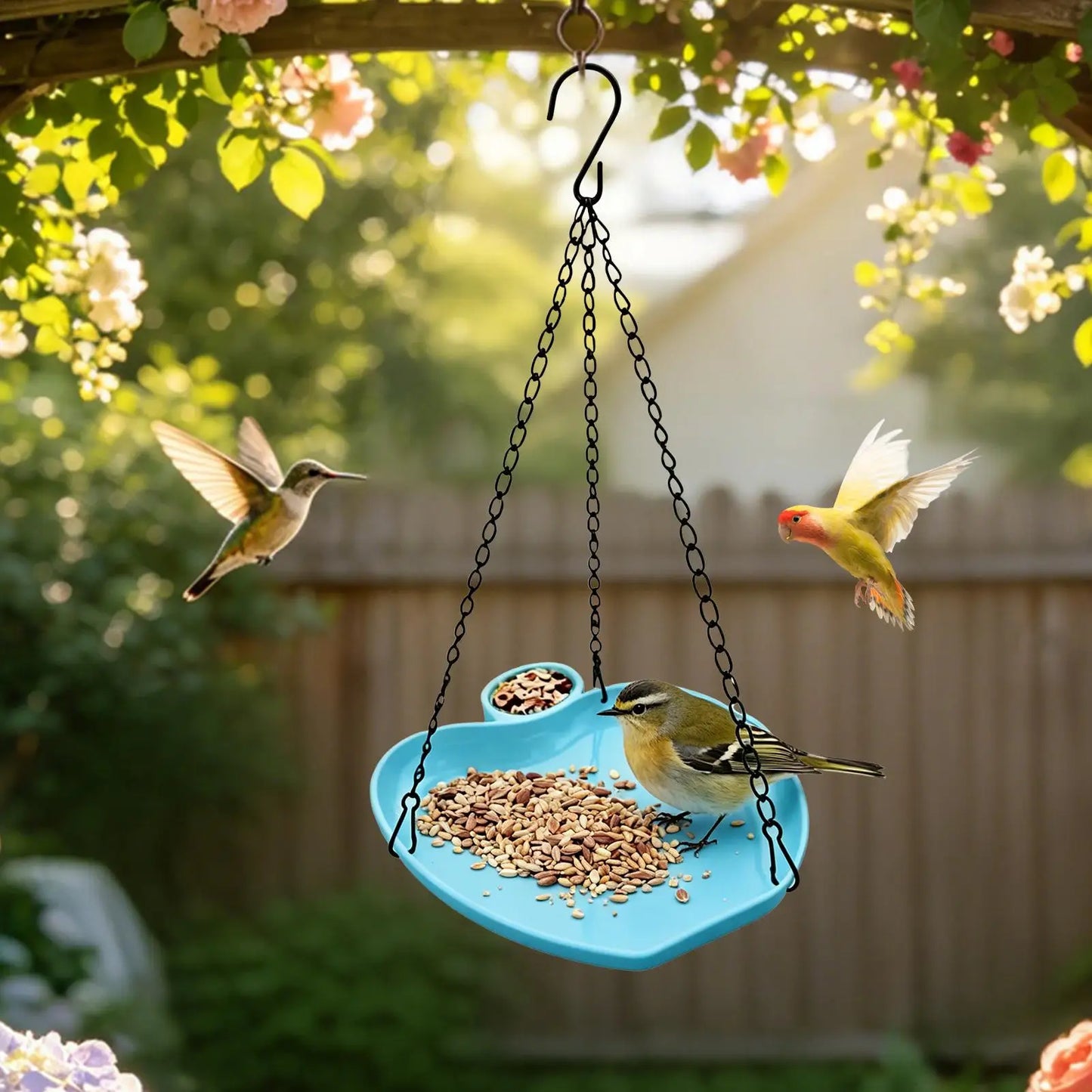 2-in-1 Hanging Bird Feeder & Bath Tray