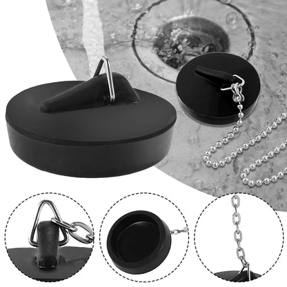 Universal Rubber Sink Drain Stopper with Chain