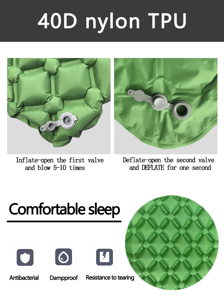 Ultralight Inflatable Camping Sleeping Pad with Built-In Foot Pump