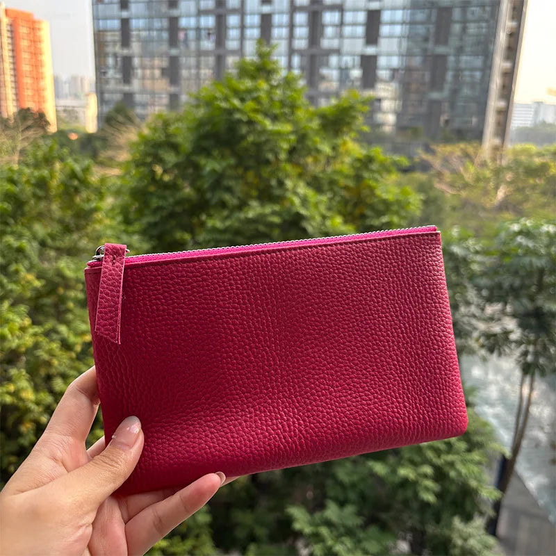 Genuine Top Grain Cow Leather Zip Wallet