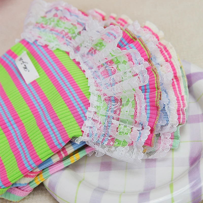 Striped Summer Dog Dress with Lace Skirt