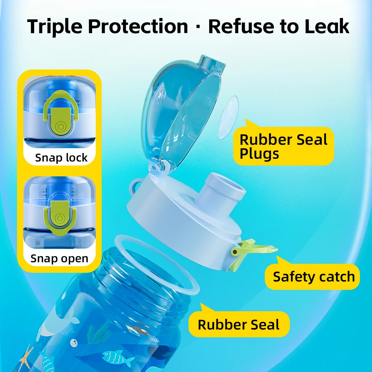 18.6oz Cartoon Water Bottle with Rope