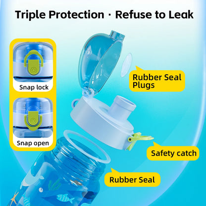 18.6oz Cartoon Water Bottle with Rope