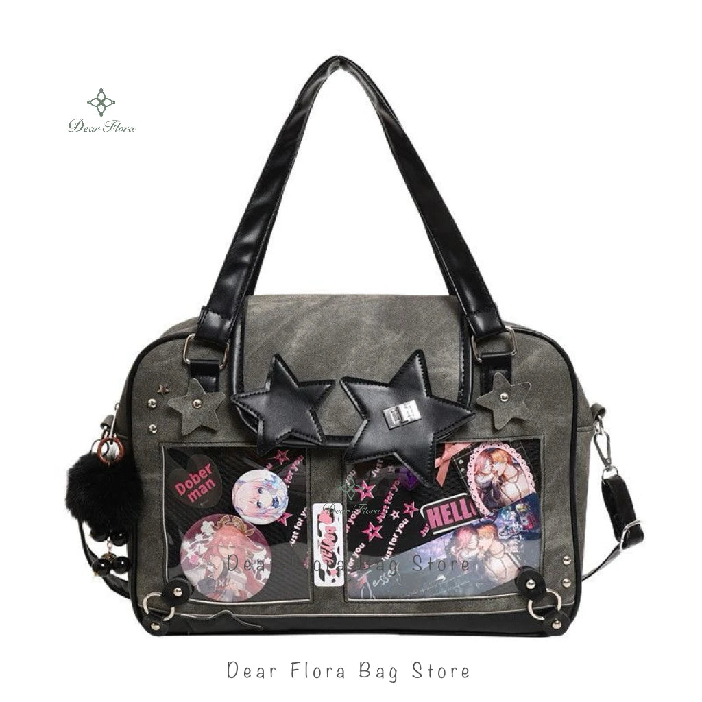 Transparent DIY Ita Shoulder Bag for Pins & Collectibles