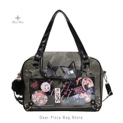 Transparent DIY Ita Shoulder Bag for Pins & Collectibles