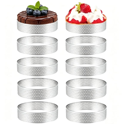 Stainless Steel Perforated Tart Ring Set