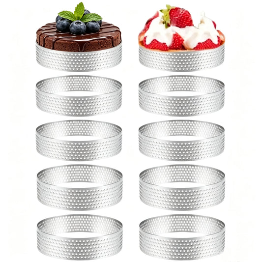 Stainless Steel Perforated Tart Ring Set