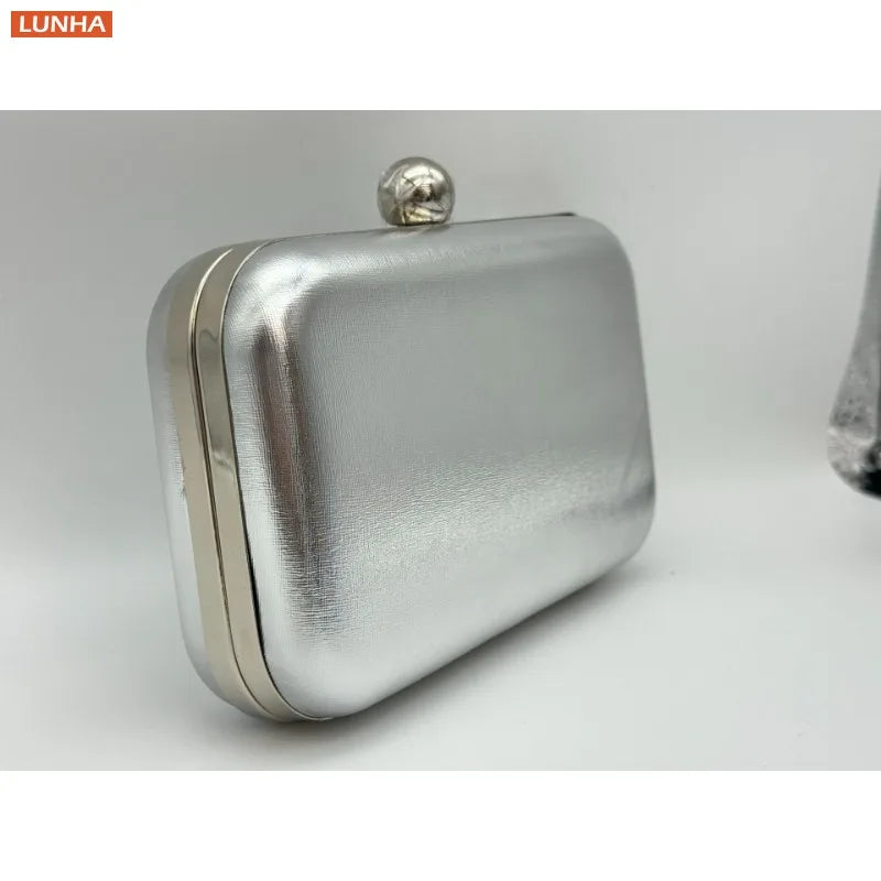 Vintage Metallic Box Clutch Bag