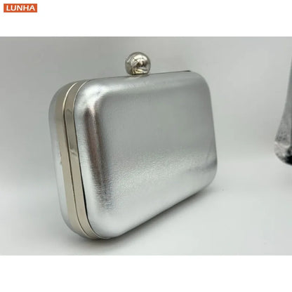 Vintage Metallic Box Clutch Bag