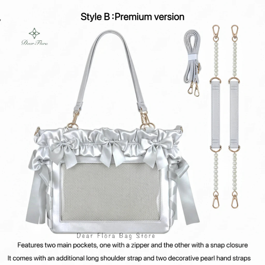 Y2K Bow Satin Crossbody Tote Bag